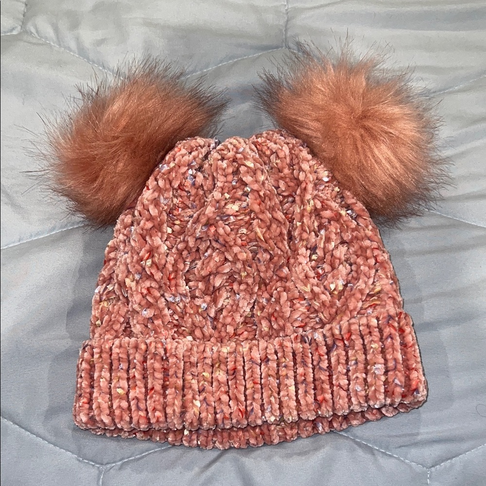Place Kids' Warm Knit Hat with Pom-Poms - Brown